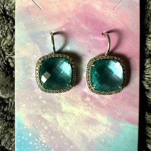 Blue topaz and white sapphire in 925 silver earring frame. Si beautiful &l light